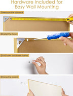 Lightomorrow Bulletin Board 30 x 20 inches, Oatmeal White Pin Board Vision Board, Golden Aluminum Framed Fabric Cork Board with 10 Push Pins