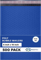 Royal Blue Small Poly Bubble Mailers 6x10 inch #0 | Self Seal Padded Envelopes | Cushioned Bubble Mailer | Usable Size 6x9 | WaterProof | Lightweight mailing Shipping Bags | 500 Pack Bulk