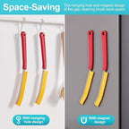 JOYMOOP 4 Pack Crevice Cleaning Brush, Red Hard Bristle Grout Brush, House Cleaning Supplies, Magnetic Gap Cleaning Brush for Kitchen, Bathroom, Window, Toilet, Multifunctional Cleaning Tools