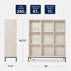 Best Choice Products 9-Cube Bookshelf, 3-Tier Wood Storage Bookcase W/Legs, 11in Shelf Opening, Cube Organizer, Living Room, Office, Nursery - Whitewash