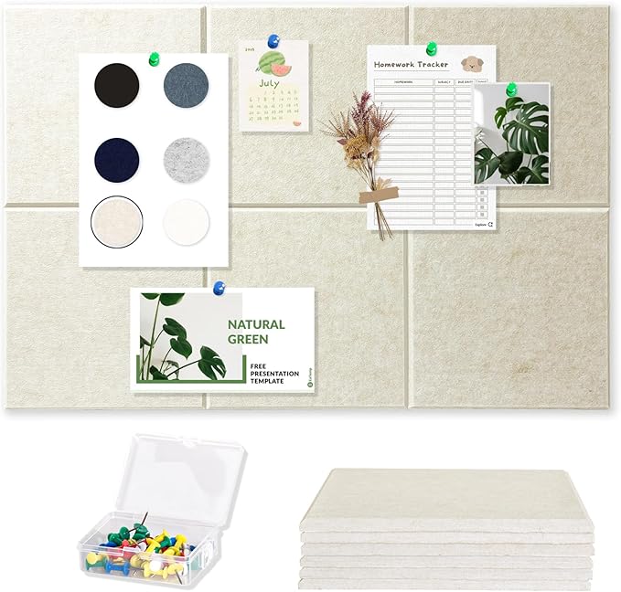 Large Cork Board Tiles for Wall with Push Pins, Removable 36" x 24" Bulletin Board Sets, Adhesive Pin Board | Magrowill 6 Packs Felt Panels for Office Home Classroom Dorm Interior Wall Decor