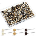 WILLBOND 500 Pack Map Push Pins Map Tacks Small Round Head Push Pins Thumb Tacks for Travel Picture Photo Bulletin Board Wall DIY Craft School Office Home(Beige, Khaki, Brown,1/6 Inch)