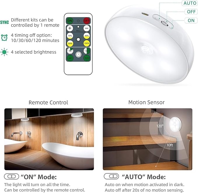 LED Closet Lights Motion Sensor Puck Light with Charge Station, Rechargeable Step Puck Lights,Dimmable Under Cabinet Indoor Lighting Magnet Stick-on Light for Counter Kitchen Wardrobe(6 Pack)