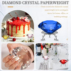 PATIKIL Diamond Crystal Paperweight, 100mm / 3.94" Crystal Paperweight Paper Weight with Silver 25 Metal Base for Home Office Desktop Table Decor Wedding Party Ornaments, Dark Blue