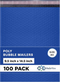 Royal Blue Large Poly Bubble Mailers 9.5x14.5 inch #4 | Self Seal Padded Envelopes Cushioned Bubble Mailer | Usable Size 9.5x13.5 | WaterProof | Lightweight mailing Shipping Bags | 100 Pack Bulk
