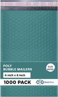 MAILERVIEW Green Small Bubble Mailers 4x8 Inch #000 | Thick Padded Poly Bubble Mailer Envelopes | 1000 Pack Bulk | Trading Card Sports Card Shipping