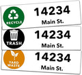 Custom Trash Can Stickers - Personalized Garbage, Recycle and Yard Waste Container Labels for Address and House Number