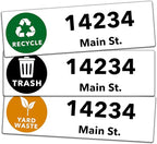 Custom Trash Can Stickers - Personalized Garbage, Recycle and Yard Waste Container Labels for Address and House Number