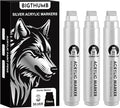 BIGTHUMB 3 Pcs Silver Jumbo Permanent Markers: 15mm Wide Tip Thick Acrylic Paint Pen Large Calligraphy Marker for Rock Painting, Poster, Sign, Canvas, Glass, Wood, Ceramic