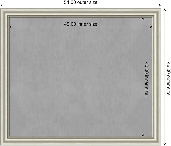 Amanti Art Silver Framed Magnetic Board 46x54 Oversize Vision Board for use with Magnets, 100% Metal Sheet to Display Items as Office Decor or for Home Organization in mudroom, Kitchen or Kids Room