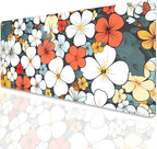 Boho Abstract Floral Mouse Pad Desk Mat,27.5X11.8 in Extended Gaming Mouse Pads with Stitched Edges,Non-Slip Waterproof Rubber Base Mouse Mat for Office,Computer,Keyboard,Laptop and Home Desk Mat