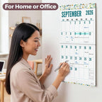 CRANBURY Large Print Wall Calendar 2026, 12x23" Open, 12 Months Floral Designs, Use Jan to Dec 2026, Big Numbers, Big Grid, Low Vision Calendar, Non-Glossy Paper for Easy Writing, Includes Planner Stickers