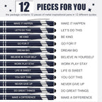 Zonon 12 Pcs Inspirational Pens Bulk Funny Ballpoint Pen with Stylus Tip Motivational Gifts for Valentine's Day Teacher Coworkers Nurse School Office Supplies(Navy,Motivational Style)