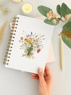 BitKan Floral Spiral Notebook, Pretty Colorful Wildflower Flower Aesthetic Journal, Cottagecore Floral Journal for Women, Preppy Bow Botanical Flower Notebook 5.5x8.3 Inch-373