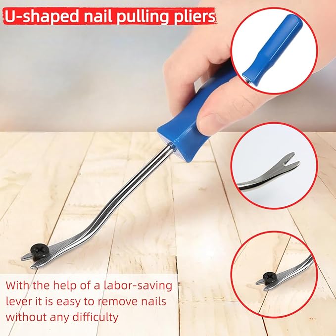 4 Pcs Staple & Nail Puller Tool Kit – Upholstery Staple Remover, Tack Lifter, Nail Puller Pliers & Fastener Remover for Furniture, Floor, Wall, Wood, Car, Photo Frame