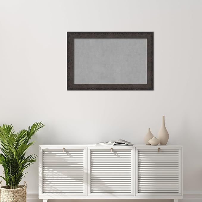 Amanti Art Black Framed Magnetic Board 25x37 Large Vision Board for use with Magnets, 100% Metal Sheet to Display Items as Office Decor or for Home Organization in mudroom, Kitchen or Kids Room