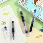 Crtiin 36 Pcs Disposable Fountain Pens, Back to School Quick Drying Ink Pen, Calligraphy Smooth Writing Pens for Journaling Office Supplies Sketching Doodling Beginner Artist Gifts(Black, Blue)