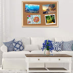 Cork Board Bulletin Board - 15.7 X 12 Inches Vision Board Wood Frame Corkboard Message Board Wall Mounted Pin Board for School, Home & Office (with Pins, Eye Bolts, Gaskets, Screws)