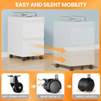 AFAIF 2 Drawer File Cabinet with Lock, Rolling File Cabinets for Home Office, Small Metal Filing Cabinet Office Drawers Under Desk for Letters/Legal/A4 Size, Assembly Required