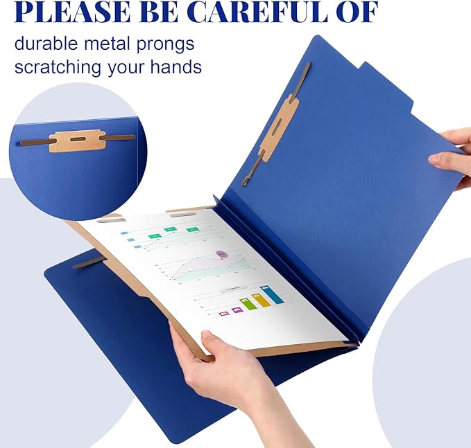 Skyygemm 36 Pcs Classification Folders Letter Size, 1 Divider Pressboard File Folder with Fasteners, Expanding File Organizer Bulk for School Teachers, Office Employee, Coworker, Staff (Dark Blue)