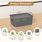 ZFTMRR Plastic Storage Basket with Lids, Stackable Small Box Bins for Organizing and Containers for Shelves Drawers Desktop Closet Playroom Pantry Classroom Office Home, 8 Pack 10.2x7.2x4.1 Inch, Gray