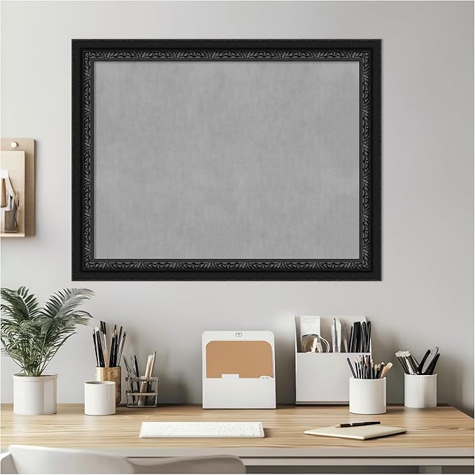Amanti Art Black Framed Magnetic Board 22x28 Medium Vision Board for use with Magnets, 100% Metal Sheet to Display Items as Office Decor or for Home Organization in mudroom, Kitchen or Kids Room