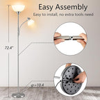 RISLG Floor Lamp, Dimmable Standing lamp, Stepless Dimming Brightness, Included 9W and 5W LED Bulbs, Industrial Floor Lamp for Living Room, Bedroom, Office, Reading