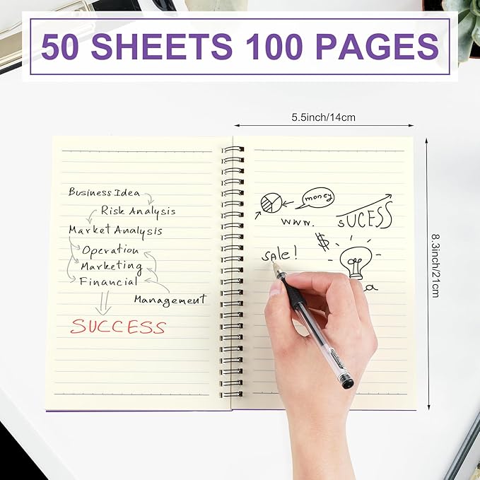 Yahenda Spiral Notebook Bulk A5 Journal Lined 8.3'' x 5.5'' Writing Composition Paper Small Notepad Subject Notebook for Students Office Business Back to School Supplies (Purple,6 Pcs)