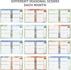 Planner Pad Spiral Bound January-December 2026/ Calendar Year 6 3/4" x 8 1/2" Medium 3-Tier Funnel Down 12 Month Organizer, Seasonal Color Ink