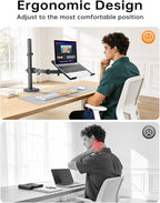 RGB Monitor and Laptop Mount Stand with 3 USB Ports, Charging and USB Data Transfer, Adjustable laptop stand for 13" to 32" Screen and 11"-17” Laptop, Holds 18lbs/Arm, 75x75/100x100 VESA, C-Clamp