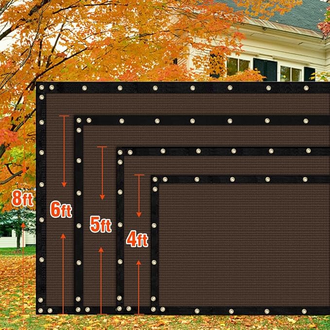 iCover 6x25ft Privacy Screen Fence, Outdoor Fencing Panels, Garden Windscreen Mesh Shade Sail Net Barrier, Include Reinforced Bindings and Brass Grommets Cable Zip Ties, Brown