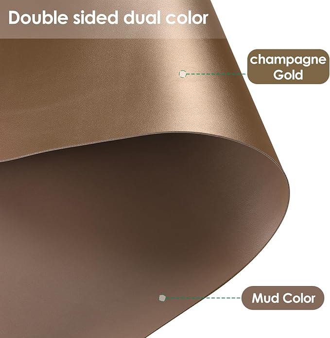 Zinkooat Leather Table Cover,1.8mm Thick,42x60 Inch Table Protector,Table Protector for Dining Room Table,Dining Table Cover,Table Cover Protector,Wood Table Protector(Mud Color+Champagne Gold,42x60)