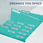 File Folder, PANDRI 120 Pack File Folder, 1/3 Cut Tab, Letter Size, Filing Folder for Office School Business, Aqua