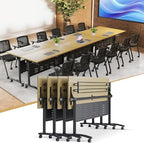 JEHUJD Conference Table,55.1''Folding Conference Room Table for 4-12 People,Mobile Flip Top MeetingTraining Table with Different Coulor and Styles for Offices, Classrooms,Meeting Room (4, 61''E)