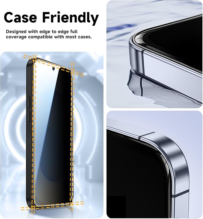 MAGIC JOHN 2 Pack for Samsung Galaxy S25 6.2 inch Privacy Tempered Glass Screen Protector, 28°Anti-Spy, Bubble Free, Auto Dust-Elimination, Easy Installation