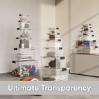 Superio Clear Storage Boxes with Lids, 26.5 Quart Plastic Container Bins for Organizing, Stackable Crates, BPA Free, Non Toxic, Odor Free, Organizers for Home, Office, School, and Dorm