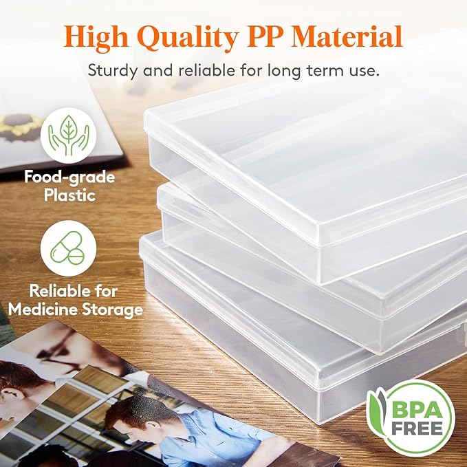 Lifewit 4x6 Photo Storage Box, 18 pcs Inner Photo Case with Lids, Clear Photo Organizers with 1 Sheet Label Sticker, Plastic Craft Storage Box for Seeds Sticker Cards Pictures Stamps Office Supplies