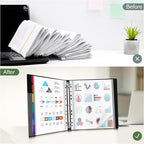 Uquelic 50-Pocket Binder with Plastic Sleeves for Letter/A4 Size(11" x 8.5"), Document Binder Organizer for Papers, Certificates and Artwork, Colorful PP Divider Pages for Presentation