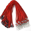 Lanyards Safety Red Lanyards Neck Flat Premium Breakaway Badge Lanyard with J-Hook for ID Nametag Badge Holder (Red, 50 PCS)