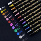 TRANSON 12Colors Metallic Paint Markers Bold and Fine Dual-tip for Rock Wood Ceramic Canvas DIY Painting Drawing