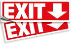 iSYFIX Exit Signs Stickers 2 Pack 12x4 Inch - Laminated Premium Vinyl Directional Down Arrow Signs for Buildings, Office, Workplace, Stores, Schools, Theaters, Parking, Restaurants, Factories