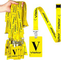 PerKoop 25 Pack Visitor Badge Lanyards Volunteer Badge Holder with Clips ID Card Holder with PVC Pass Card Reusable Breakaway Lanyards for Company Exhibition Guest Visitor (Yellow)