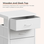 Maihail 3 Drawer Mobile File Cabinet with Wheels Fabric Vertical Filing Cabinet fits A4 or Letter Size for Home Office,White