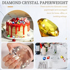 PATIKIL 5 Pcs Diamond Crystal Paperweight, 40mm / 1.57 Inch Crystal Paperweight Paper Weight for Home Office Desktop Table Decor Wedding Party Jewelry Ornaments, Yellow