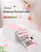JADENS 4X6 Thermal Direct Shipping Label Compatible with JADENS MUNBYN, IDPRT, Rollo, Postage Label Paper for Small Businesses, 250 Labels/Pack, Pink