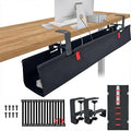 AHOMO [Upgraded] Under Desk Cable Management, 48" Cord Organizer, with Silicone Pads (No Scratch!), 16 Cable Ties, Washable PE Honeycomb Base,Fits Any Desk 0-2.1", No Stinky Cardboard!Black 48"L x 6"W