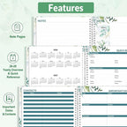 SUNEE 2026 Appointment Book, Quarter-Hourly, Weekly & Monthly - from January 2026 - December 2026, 8.5"x11" Weekly Planner, Flexible Cover, Note Pages, Pockets, Bookmark, Spiral Binding, Greenery