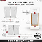 Rev-A-Shelf Pullout Trash Can for Kitchen Cabinets 27 Qt Garbage Recycling Bin with Full Extension Slides, Red/Black, RV-15KD-1618C-S