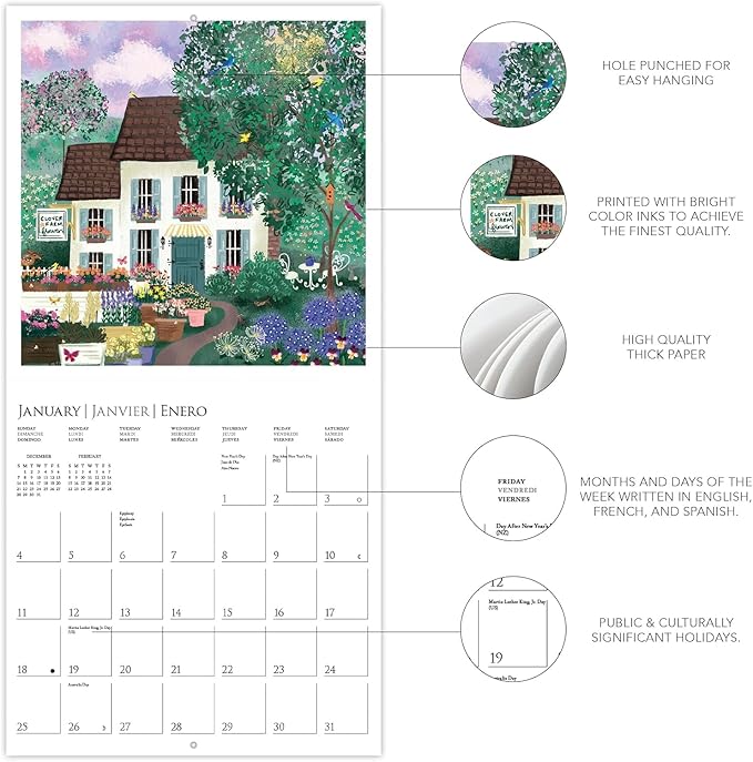 Graphique 2026 Joyful Landscapes Wall Calendar | 12” x 12” | Thick Paper | Home & Office Organizer | Large Monthly Grid | 3 Languages & Marked Holidays | 4 Month Preview Page for 2027