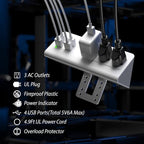 Nightstand Edge Mount Power Strip with USB-C Ports Tabletop Surge Protector Desk Clamp Power Sockets with 3 AC Outlets &4 Fast Charging USB Ports for Home Office Hotel and Dormitory (White(2-Pack))